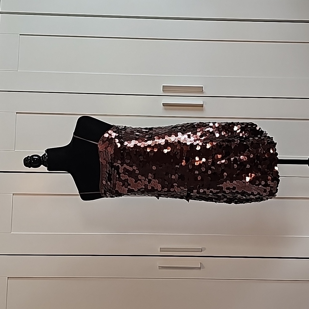 Sequined fish scale mermaid copper brown BNWT sz M party prom formal fall Dress